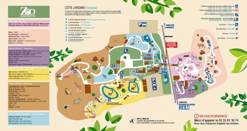 Plan guide recto 2025 du Zoo de Champrépus