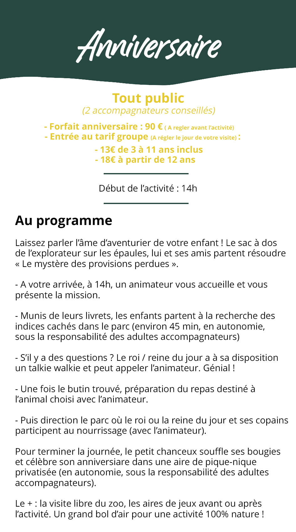 Prestation anniversaire - Zoo de Champrepus